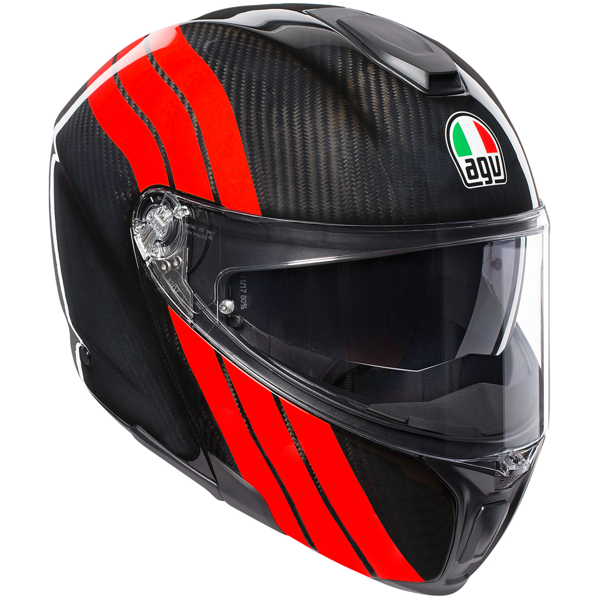 AGV Sport Modular Graphic Carbon Fibre Flip Front Motorbike MC Helmet