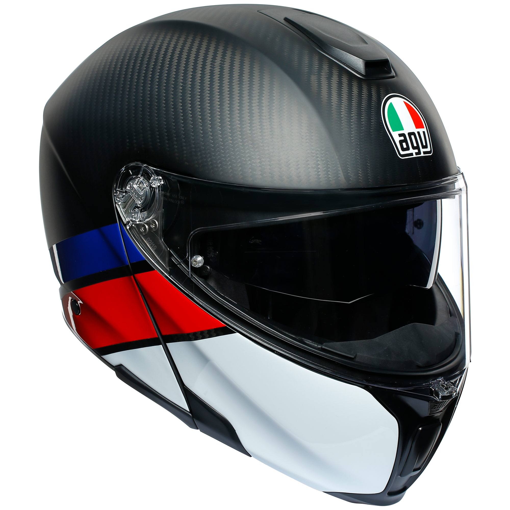 AGV Sport Modular Graphic Carbon Fibre Flip Front Motorbike MC Helmet