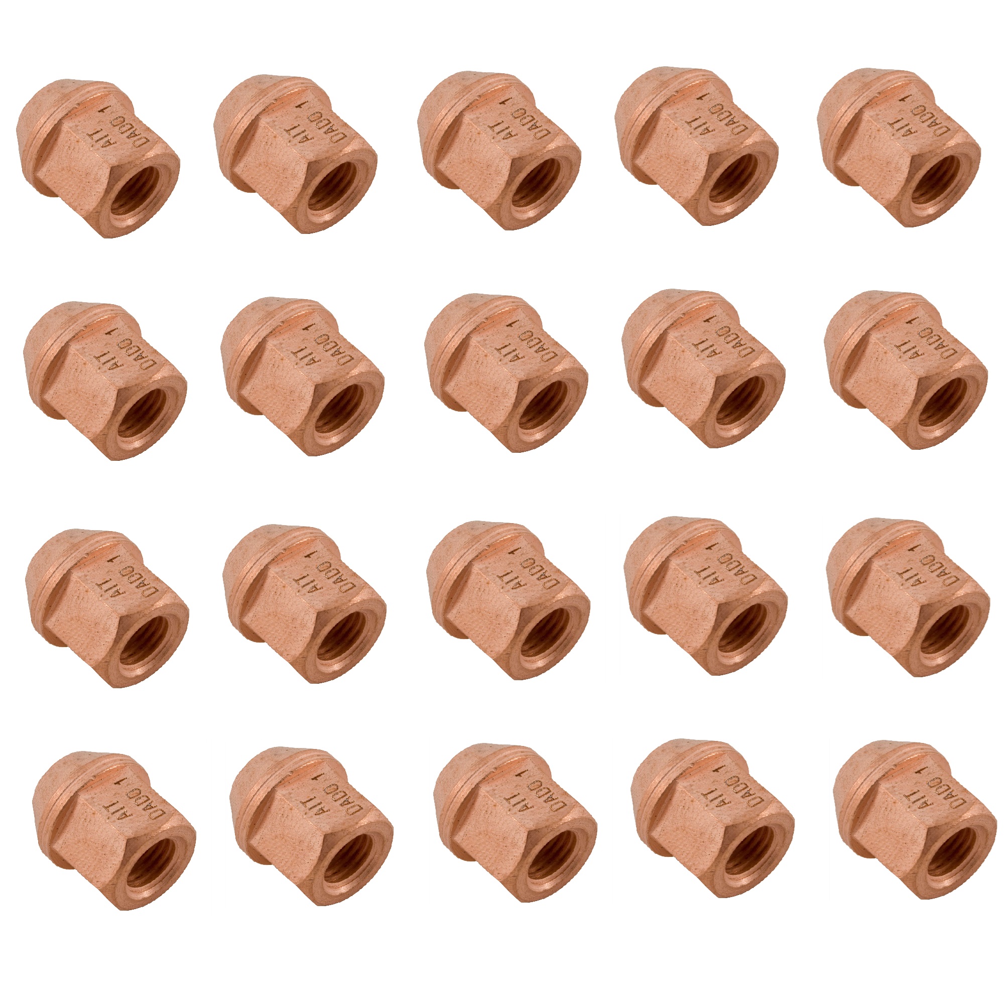 20 X AI Tech Copper Steel Wheel Nuts – M14x1.5, 60° Taper, 19mm Head, 27mm Length