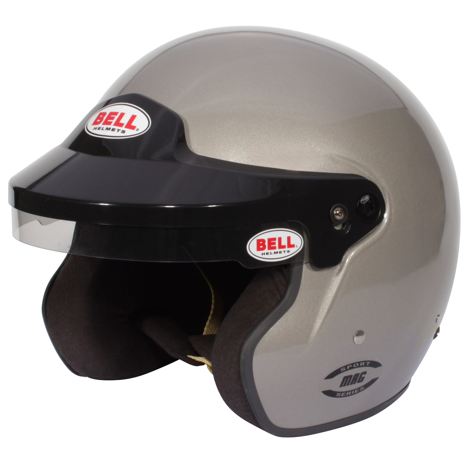 Bell Mag Helmet (Titanium Silver) - FIA Approved / Open Face / Adjustable Peak - Picture 15 of 16