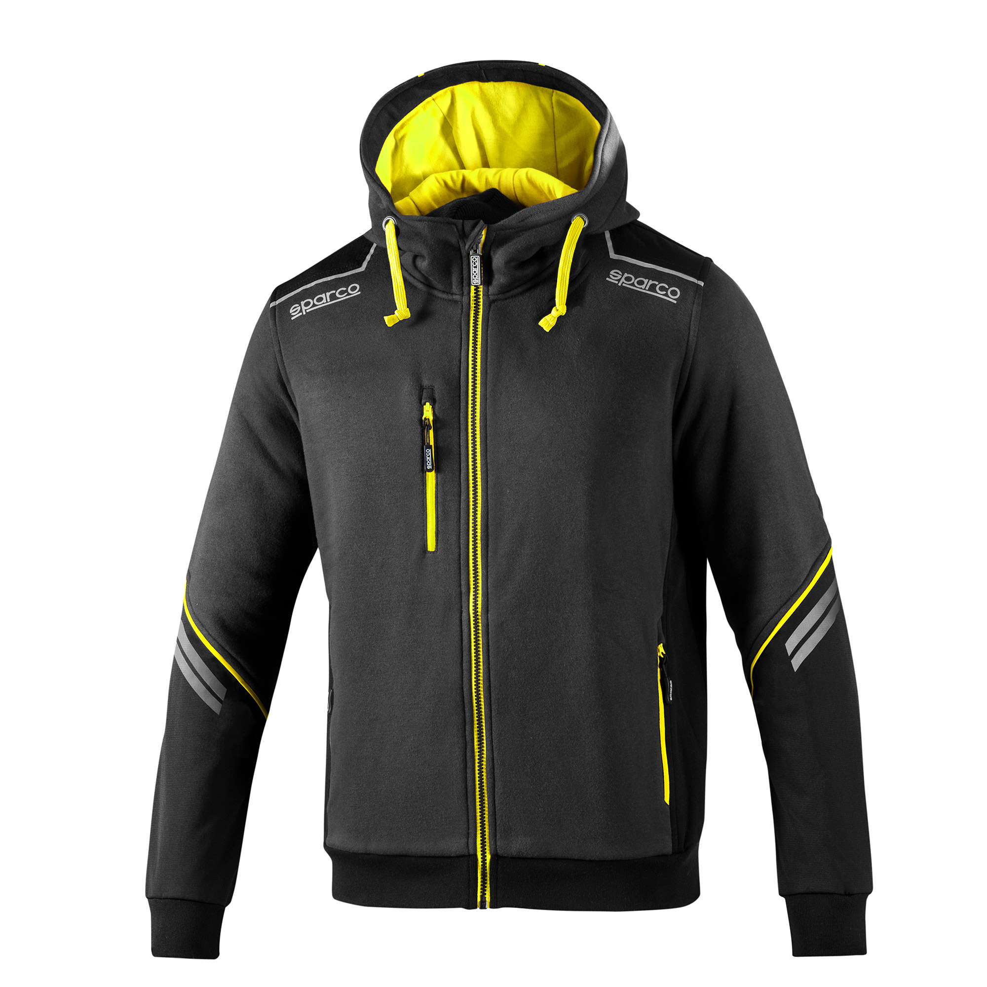 Sparco Tech Hoodie - Full Length Zip, Motorsport Branded, Reflective Details - Picture 20 of 39