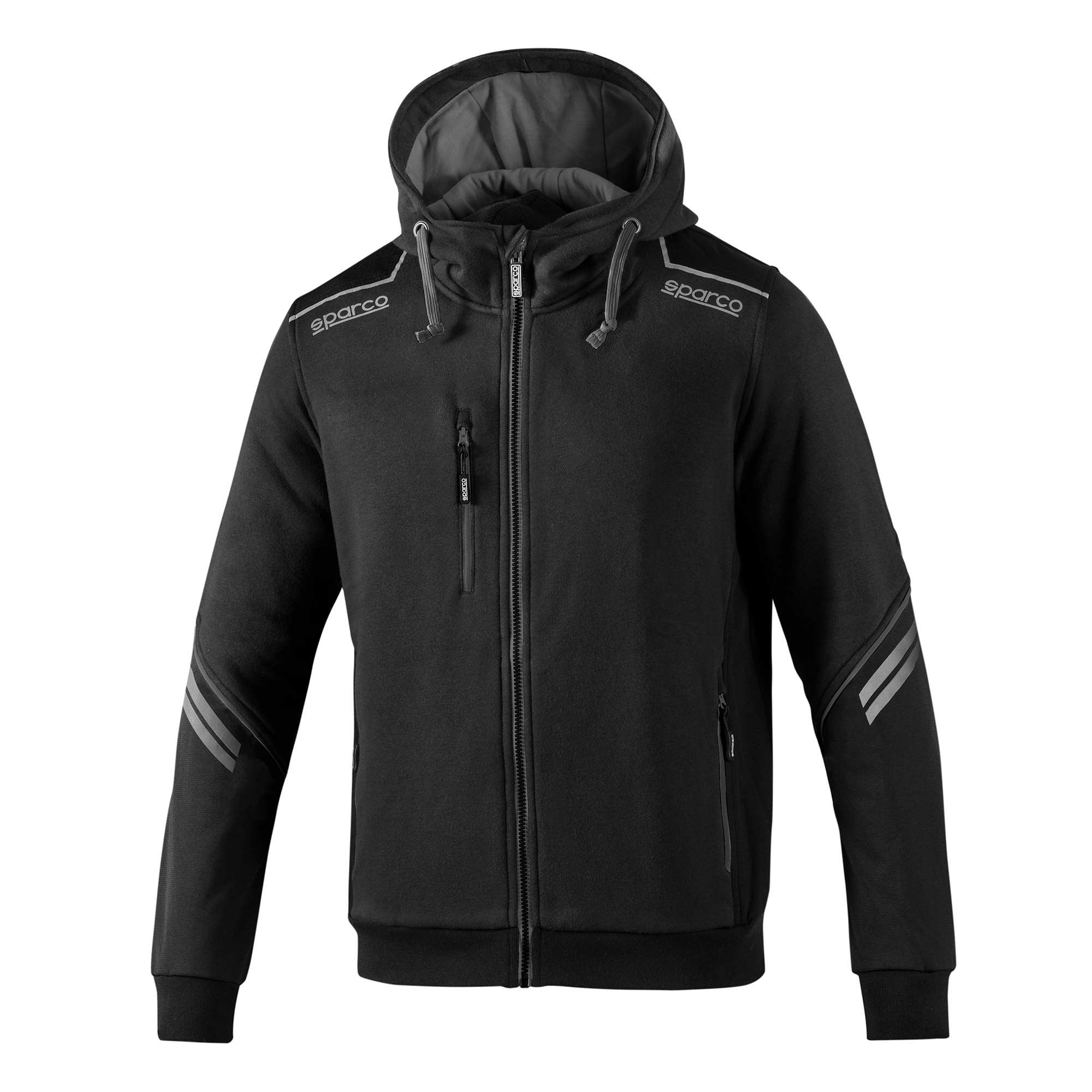 Sparco Tech Hoodie - Full Length Zip, Motorsport Branded, Reflective Details - Picture 10 of 39