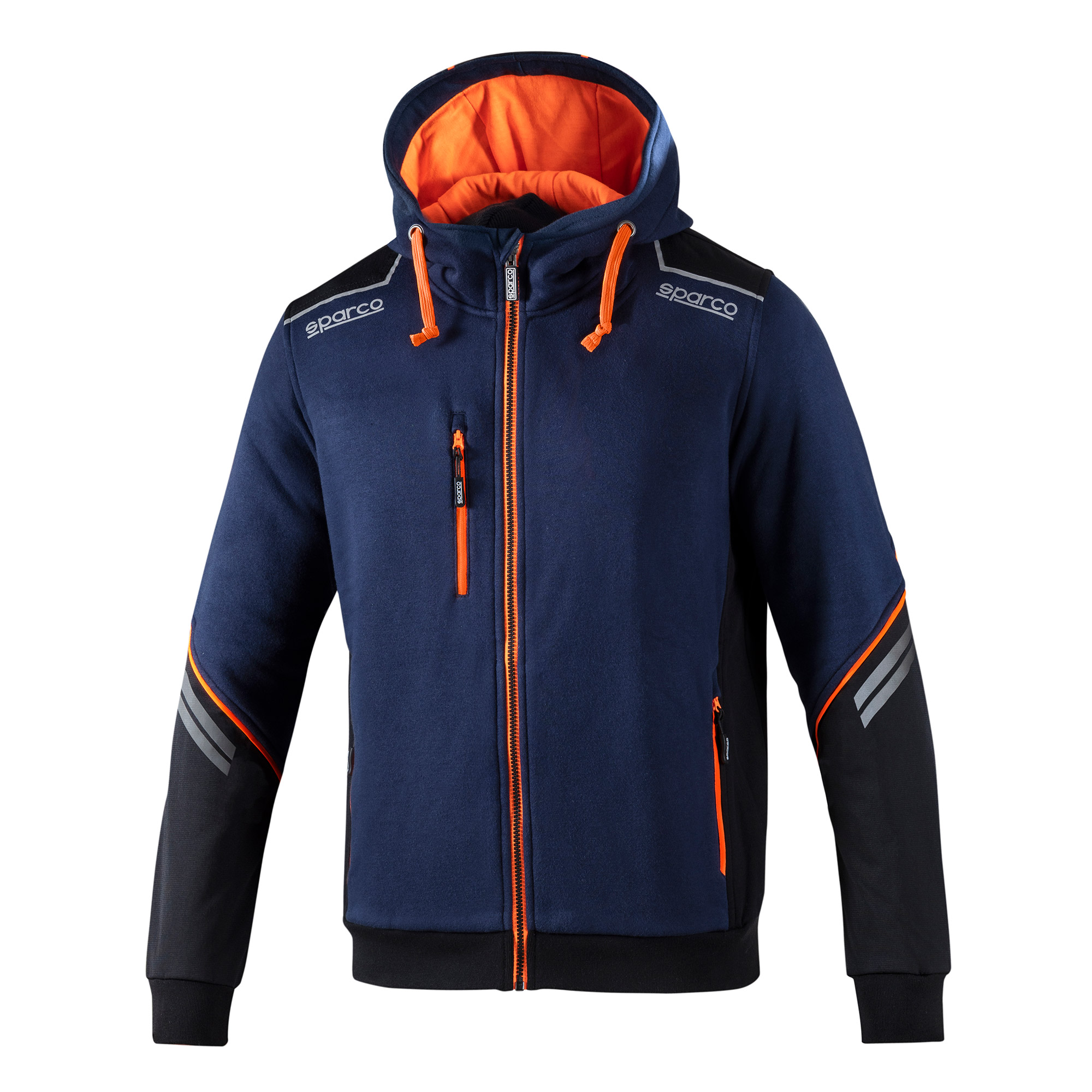 Sparco Tech Hoodie - Full Length Zip, Motorsport Branded, Reflective Details - Picture 13 of 39