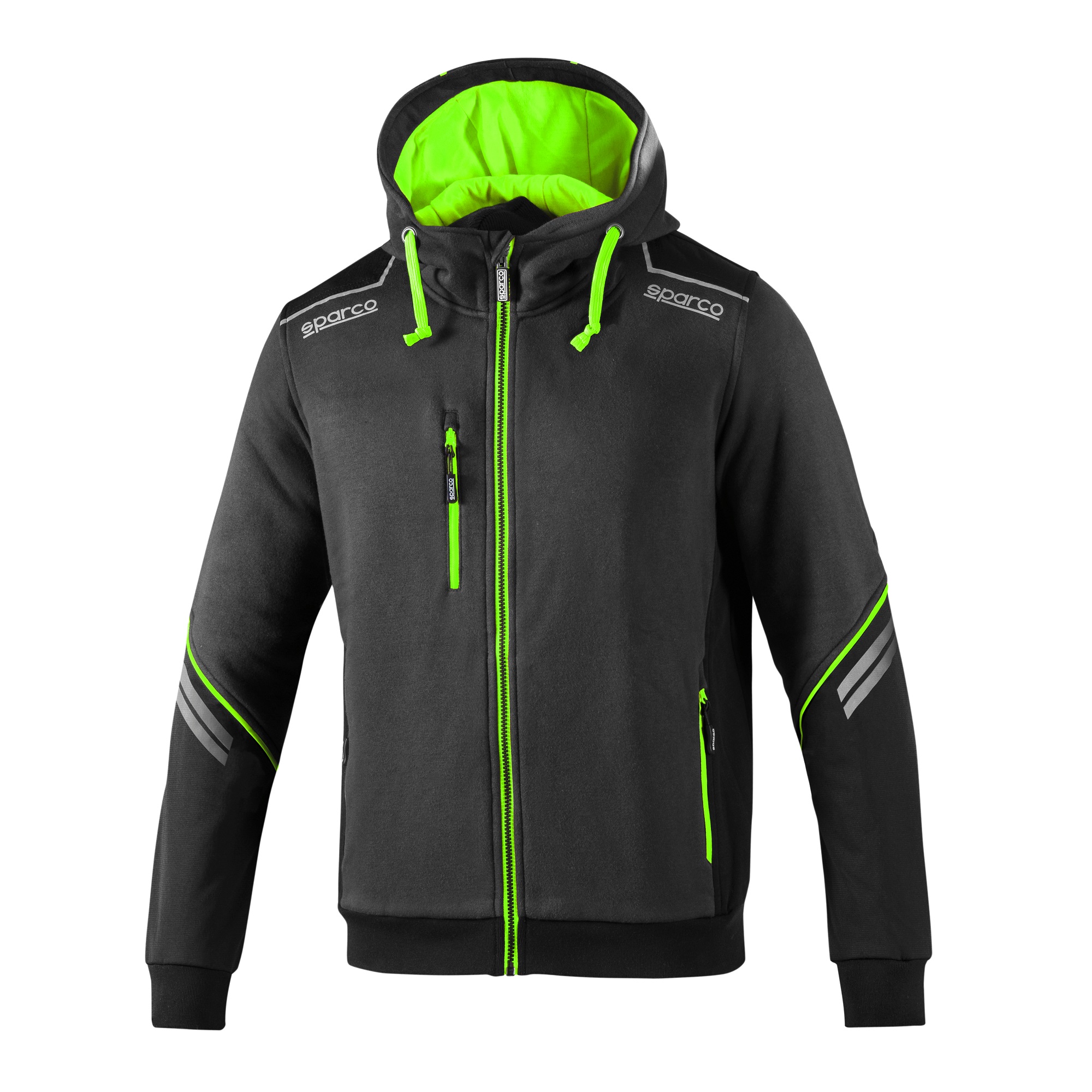 Sparco Tech Hoodie - Full Length Zip, Motorsport Branded, Reflective Details - Picture 37 of 39